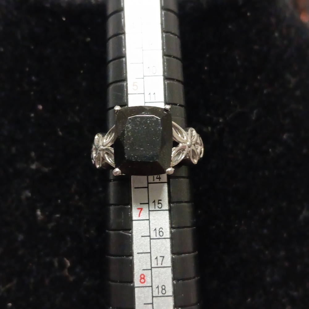 Australian Black Tourmaline Solitaire Ring in Stainless Steel 5.85 ctw